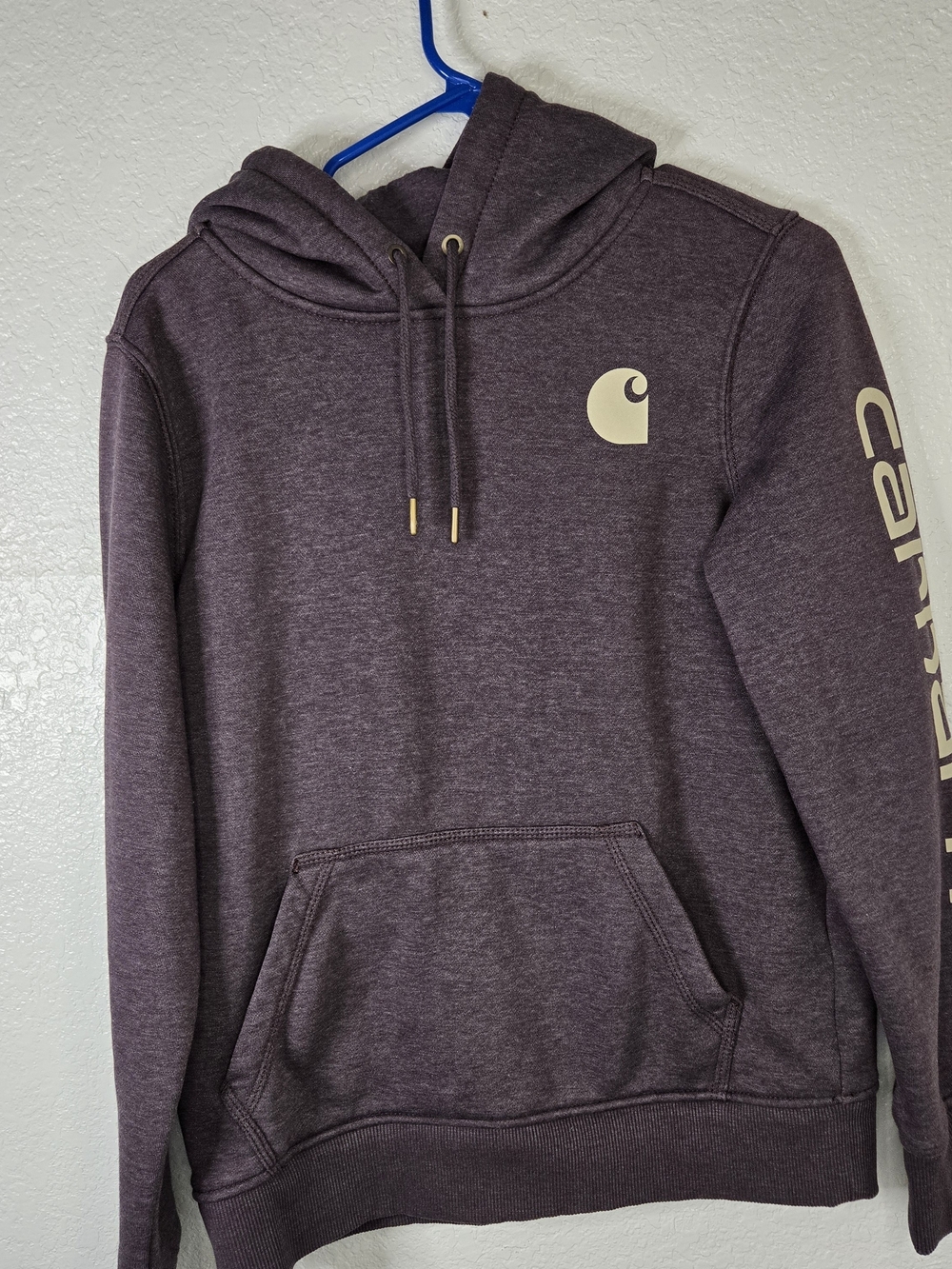 Carhartt Men’s Plum Hooded Pullover with Cream Logo